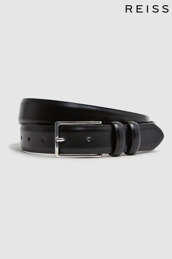 Reiss Black Dante Smooth Leather Belt (788784) | £55