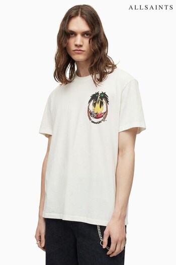 AllSaints Recline White Crew Neck T-Shirt (788831) | £55