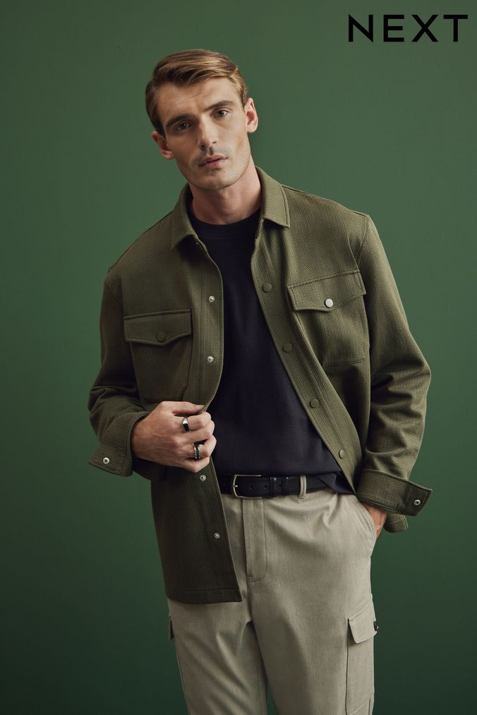 Mens Shackets Check Khaki Shackets Next