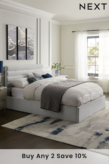 Soft Velvet Light Grey Kendall Upholstered Ottoman Storage Bed Ottoman Storage Bed Frame (789132) | £699 - £799
