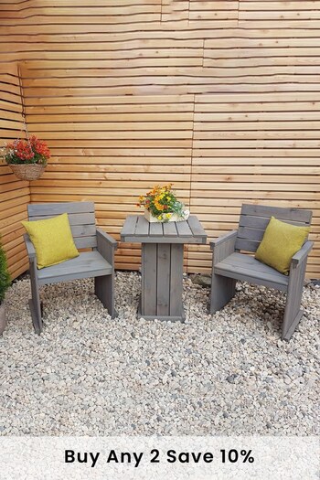 Promex Grey Garden Bistro Patio Table And Chairs Set (789170) | £345