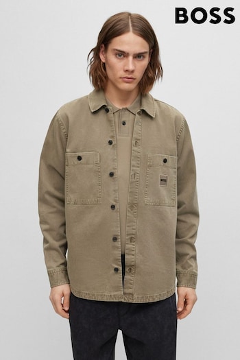 BOSS Khaki Green Garment Dyed Twill Overshirt (789600) | £139