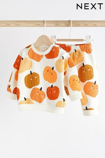 Cream Pumpkin Cosy Baby Sweatshirt & Joggers 2 Piece Set (0mths-2yrs) (789670) | £12 - £14