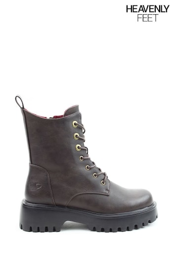 Heavenly Feet Ladies Vegan Friendly Mid Brown triple Boots (789853) | £68