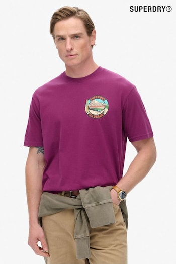 Superdry Purple 100% Cotton Travel Postcard Chest T-Shirt (789949) | £30