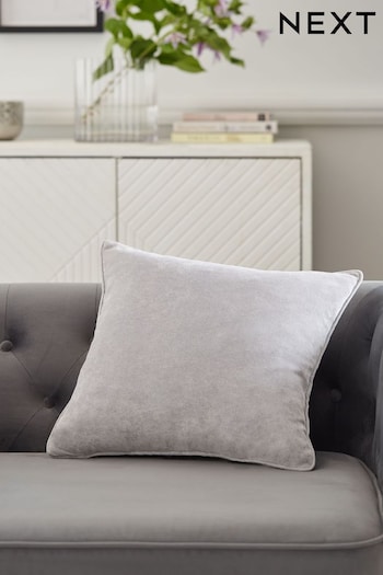 Silver Grey Soft Velour Small Square Cushion (790043) | £8