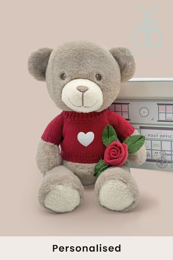Valentine's Day Frankie Bear Soft Toy and Baby Rosebud Sock  - Love Heart Red (790513) | £37