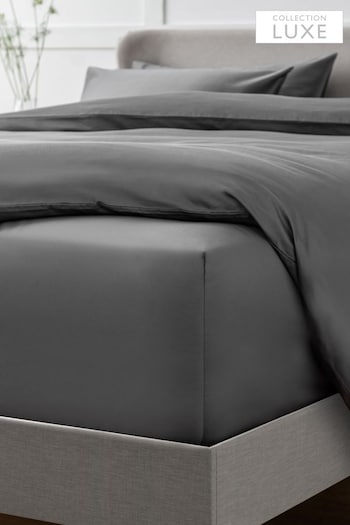 Charcoal Grey Collection Luxe 400 Thread Count Extra Deep Fitted 100% Egyptian Cotton Sateen Deep Fitted Sheet (790589) | £28 - £45