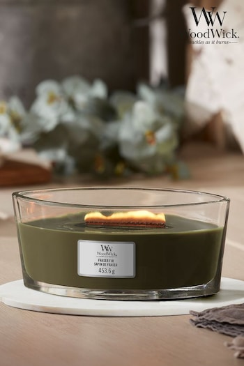 Woodwick Green Ellipse Scented Candle with Crackle Wick Frasier Fir (790592) | £34.99