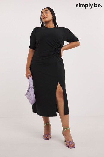 Simply Be Black Ruched Midi Dress (790728) | £36