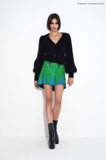French Connection Green Emin Embellished Skirt (791427) | £95