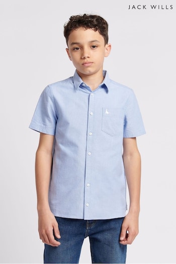 Jack Wills Blue Oxford Short Sleeve Shirt striped (791458) | £45 - £54