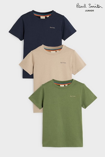 Paul Smith Junior Footbed Signature T-Shirts Set 3 Pack (791572) | £32