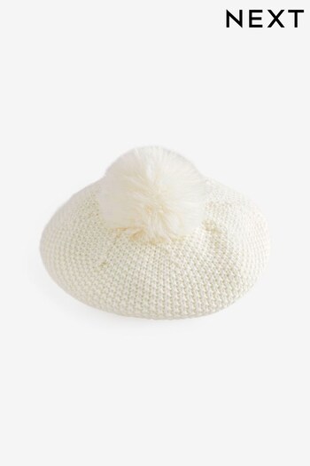 Cream Pom Pom Knitted Beret Hat (3mths-10yrs) (791579) | £6 - £8