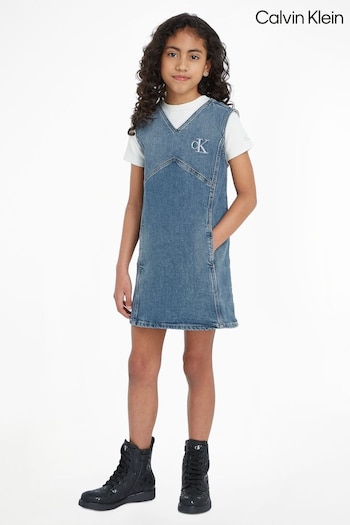 Calvin Klein Kids Blue Pinafore Dress (791645) | £85