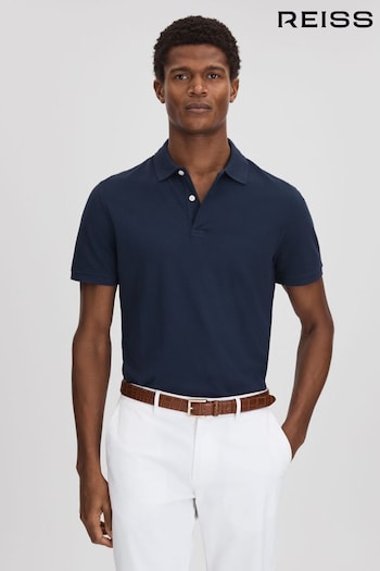 Reiss Airforce Blue Puro Garment Dyed Cotton Polo Shirt (791798) | £78