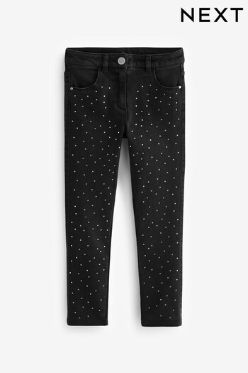 Charcoal Grey Diamanté Embellished Skinny Moncler Jeans (3-16yrs) (792245) | £18 - £23