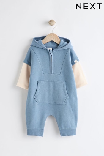 Blue Sweat Hooded Baby Romper (792349) | £16 - £18