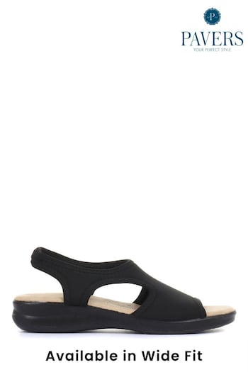 Pavers Black Ladies Stretch Sandals (792377) | £33