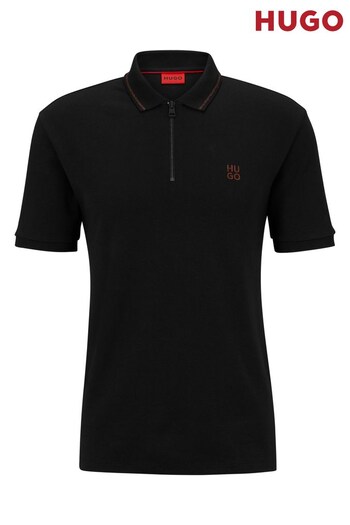 HUGO Ditellos Black Collared Polo Shirt (792556) | £99
