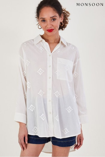 Monsoon Diamond Embroidered Beach White Shirt (792725) | £60