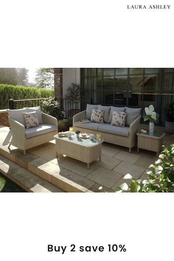 Laura Ashley White Garden Arley Lounging Set in Saunton Dove Cushions (793028) | £2,700