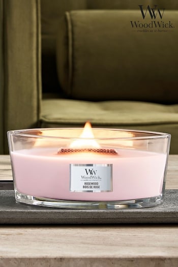 Woodwick Pink Ellipse Scented Candle with Crackle Wick Rosewood (793251) | £34.99