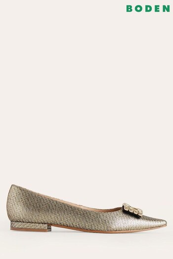 Boden Gold Jewelled Buckle Flats Shoes (793339) | £140