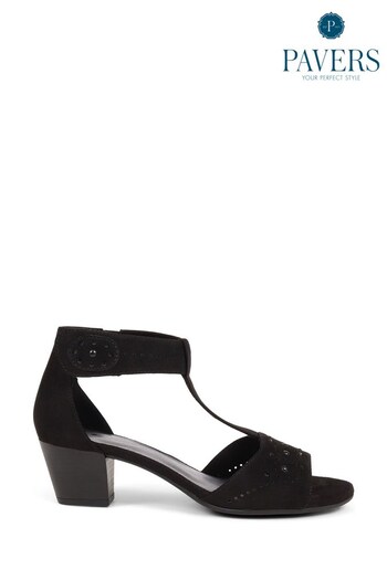 Pavers Wide-Fit Embellished Block Black Heels (793632) | £39.99