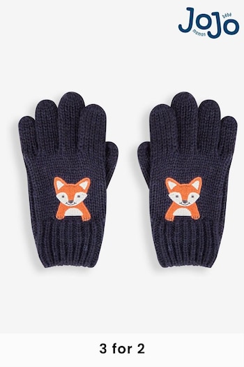 JoJo Maman Bébé Indigo Boys' Fox Appliqué Gloves (793818) | £15.50