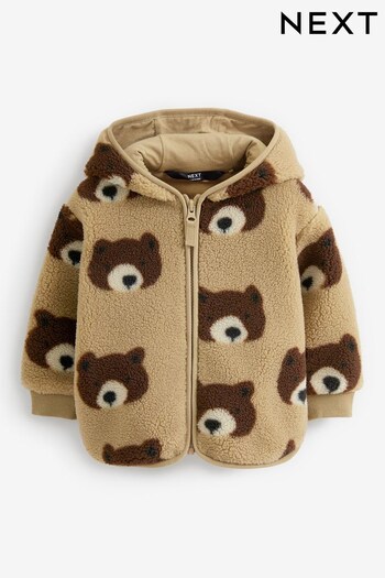 Tan Brown Bear Borg All Over Print Jacket (3mths-7yrs) (794002) | £20 - £22
