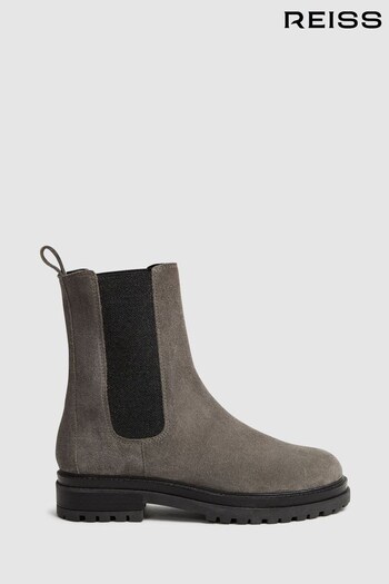 Reiss Grey Thea Suede Chelsea Boots (794027) | £198
