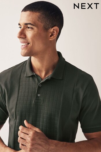 Green Textured Block Polo Shirt (794097) | £30