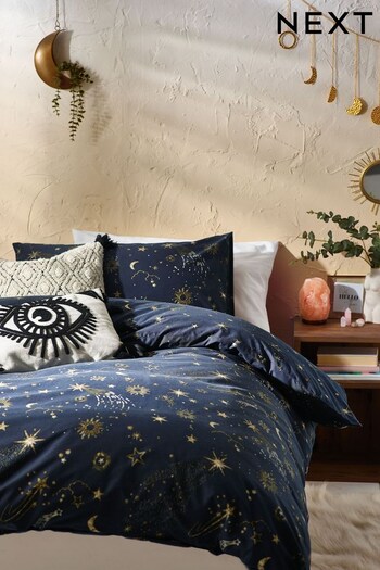 Navy Blue Constellation Print Duvet Cover and Pillowcase Set (794173) | £12 - £18