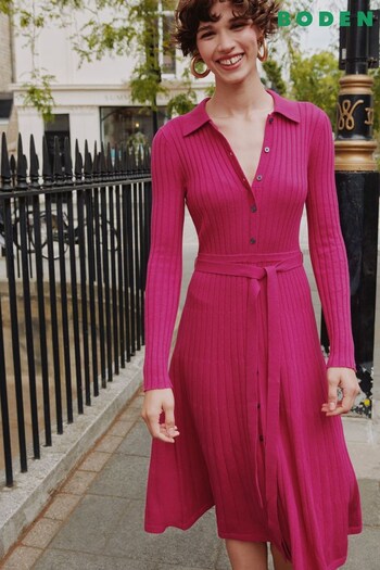 Boden Purple Rachel Knitted Shirt Dress (794190) | £130