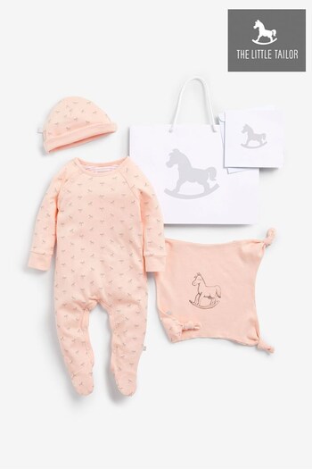 The Little Tailor Baby Sleepsuit, Hat Burgundy & Comforter Gift Set (794280) | £30
