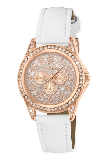 Peers Hardy Girls Tikkers PU Strap Stone Set Case with Glitter Dial White Watch (794358) | £15