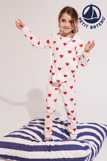 Petit Bateau White Heart Pyjamas (794429) | £44