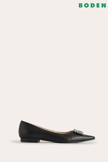 Boden Black Jewelled Buckle Flats Shoes (794787) | £140