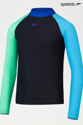 Speedo Boys Colourblock Rash Top and Jammer Black Set (794978) | £32