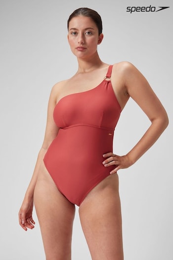 Speedo Red Womens Shaping Asymmetric 1 Piece Swimsuit (795106) | £59