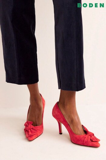 Boden Red Suede Bow Heeled Courts (795141) | £140
