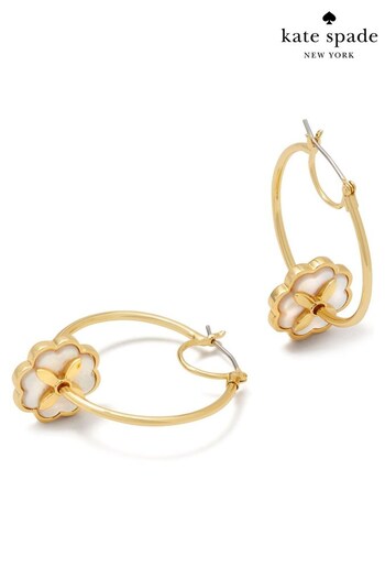 Kate Spade New York Cream/Gold Tone Heritage Bloom Hoop Earrings (795252) | £85