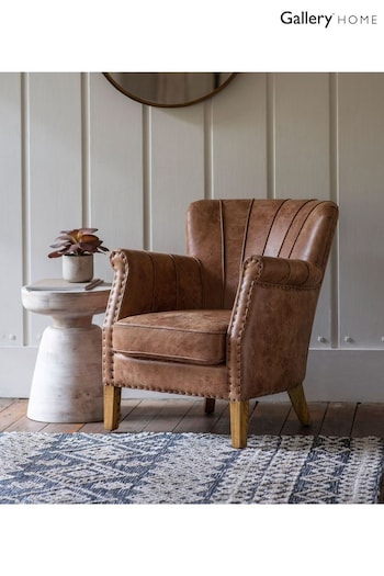 Gallery Home Brown Hickman Leather Armchair (795317) | £710