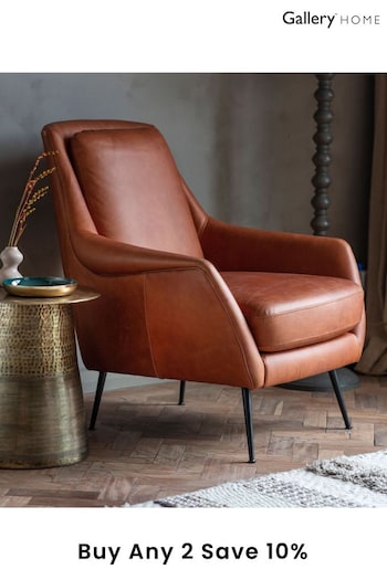 Gallery Home Brown Brompton Leather Armchair (795394) | £1,075