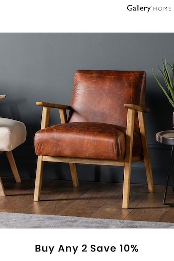 Gallery Home Vintage Brown Neyland Leather Armchair (795478) | £620