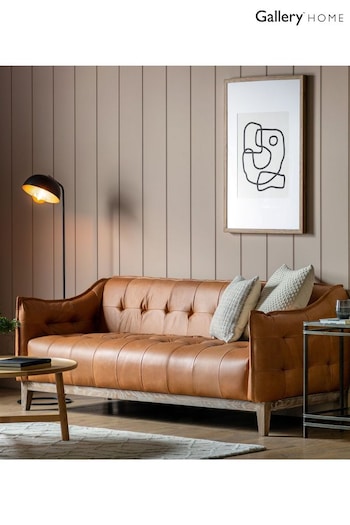 Gallery Home Brown Vintage Leather Ecclestone Sofa (795539) | £2,100