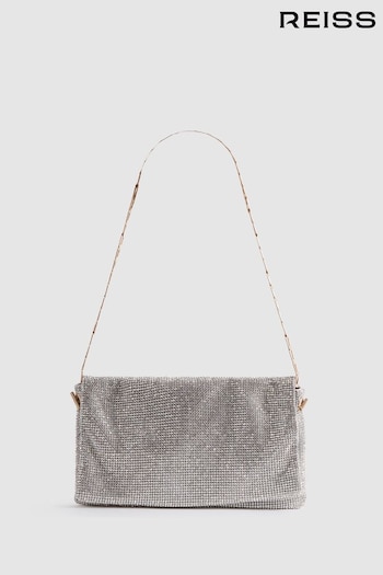 Reiss Silver Soho Embellished Chainmail Shoulder Bag (795746) | £128