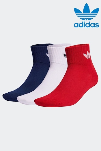 adidas Originals Blue Mid-Cut Ankle Socks - 3 Pairs (795886) | £12
