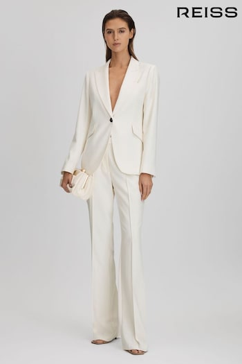 Reiss Cream Millie Petite Tailored Single Breasted Suit Blazer (795917) | £268